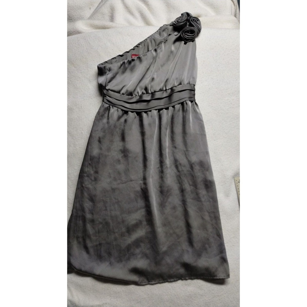 Merona Gray One Shoulder Dress Party‎ Cocktail Ruched Size 4 - Picture 9 of 9